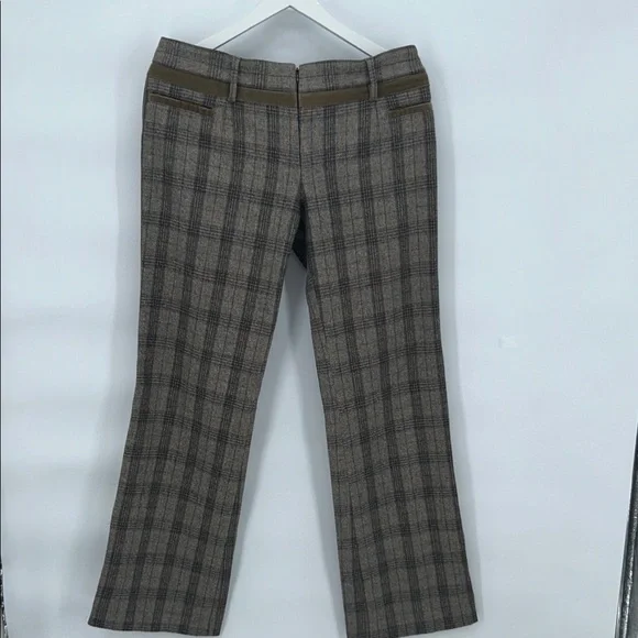 Dolce & Gabbana Plaid Tailored Pants Brown Gray Straight Leg Women Italy - Picture 3 of 13